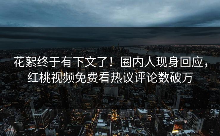 花絮终于有下文了！圈内人现身回应，红桃视频免费看热议评论数破万