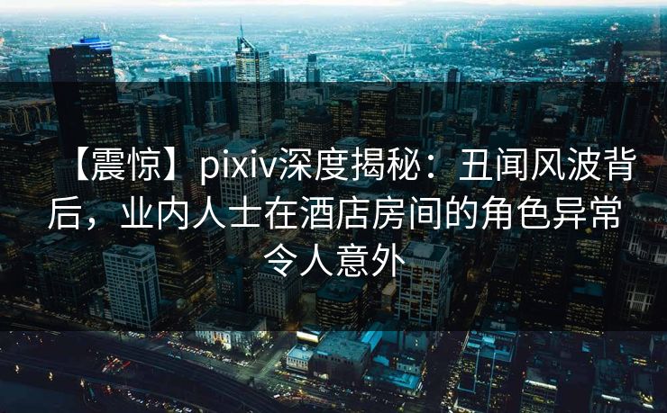 【震惊】pixiv深度揭秘：丑闻风波背后，业内人士在酒店房间的角色异常令人意外