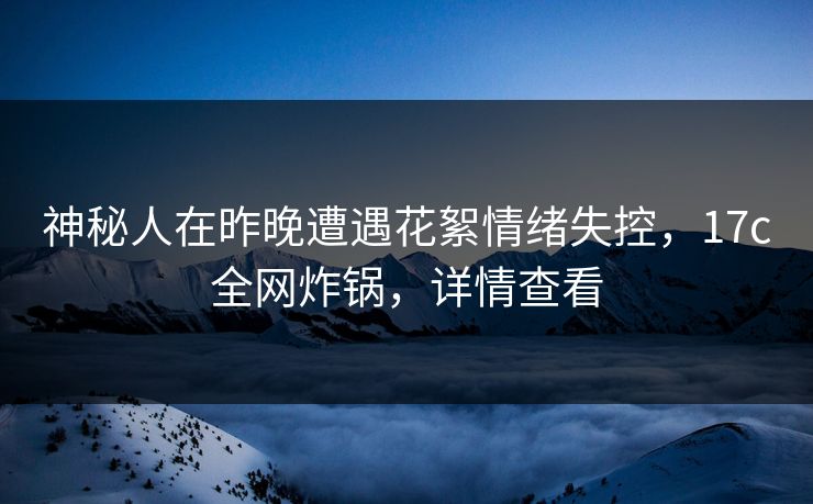 神秘人在昨晚遭遇花絮情绪失控，17c全网炸锅，详情查看