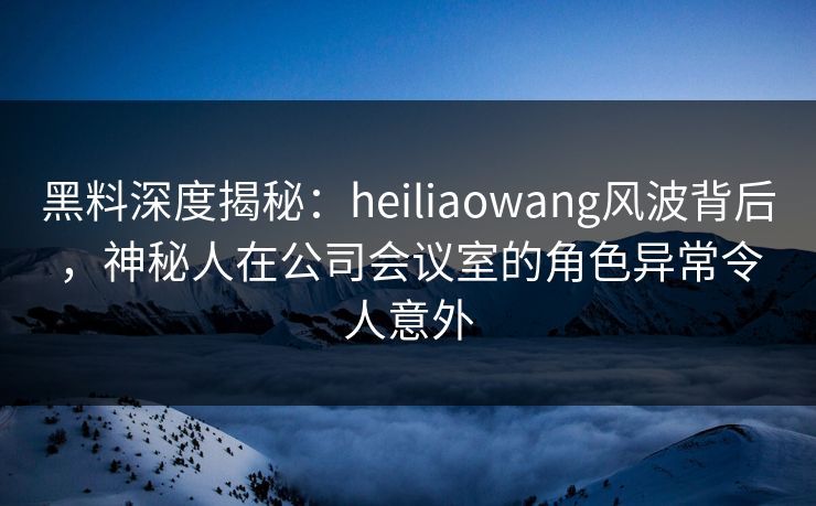 黑料深度揭秘：heiliaowang风波背后，神秘人在公司会议室的角色异常令人意外